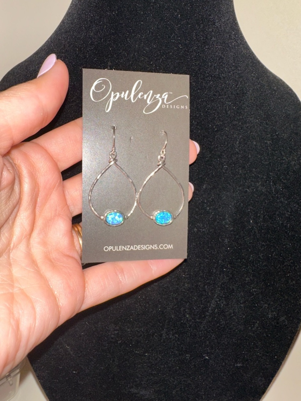 Opulenza Blue Teardrop Drop Earrings